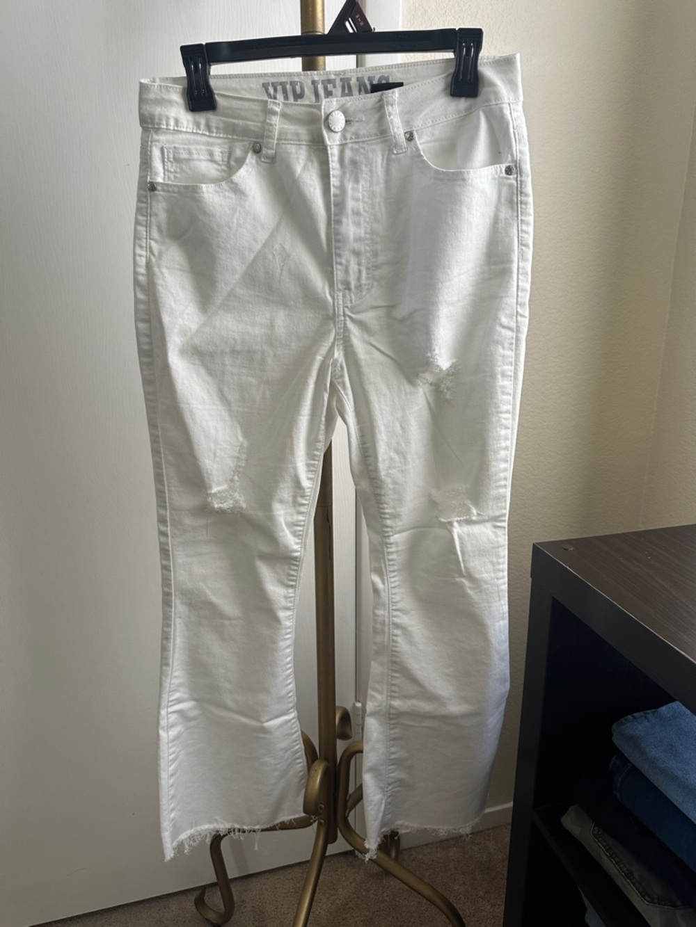 VIP White Denim Jeans with Subtle Gray Logo
